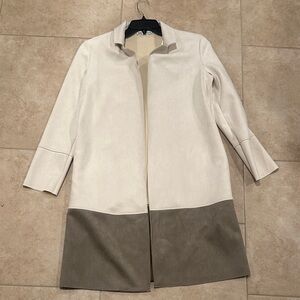Zara Elegant Two-Tone Women's Suede Coat